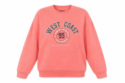 Front view of PRINK women’s pink geometric jumper, size M