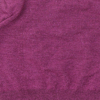 Brand and care label for JOAMIE women’s purple jumper, size M