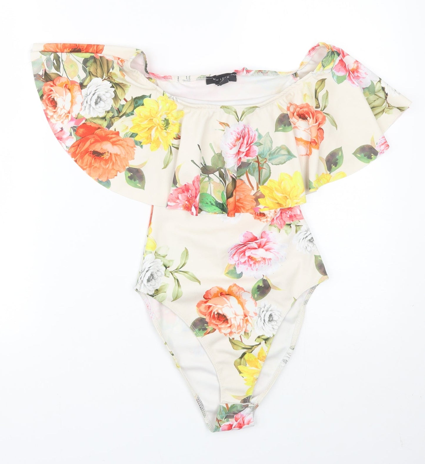 New Look Womens Beige Floral  Catsuit One-Piece Size 8