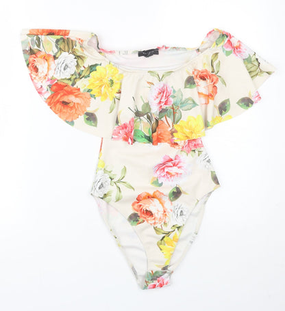 New Look Womens Beige Floral  Catsuit One-Piece Size 8