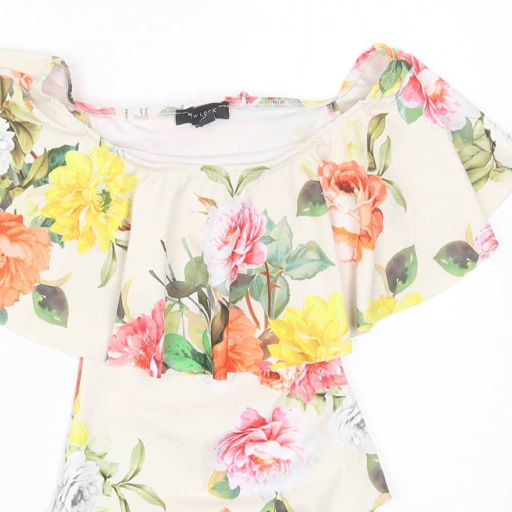 New Look Womens Beige Floral  Catsuit One-Piece Size 8