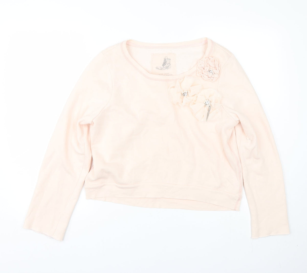 Additional front view of River Island women’s pink pullover sweatshirt, size UK 16