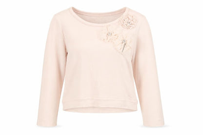 Front view of River Island women’s pink pullover sweatshirt, size UK 16