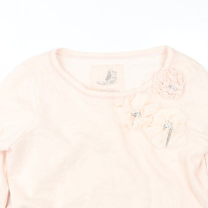 Close-up detail of River Island women’s pink pullover sweatshirt, size UK 16