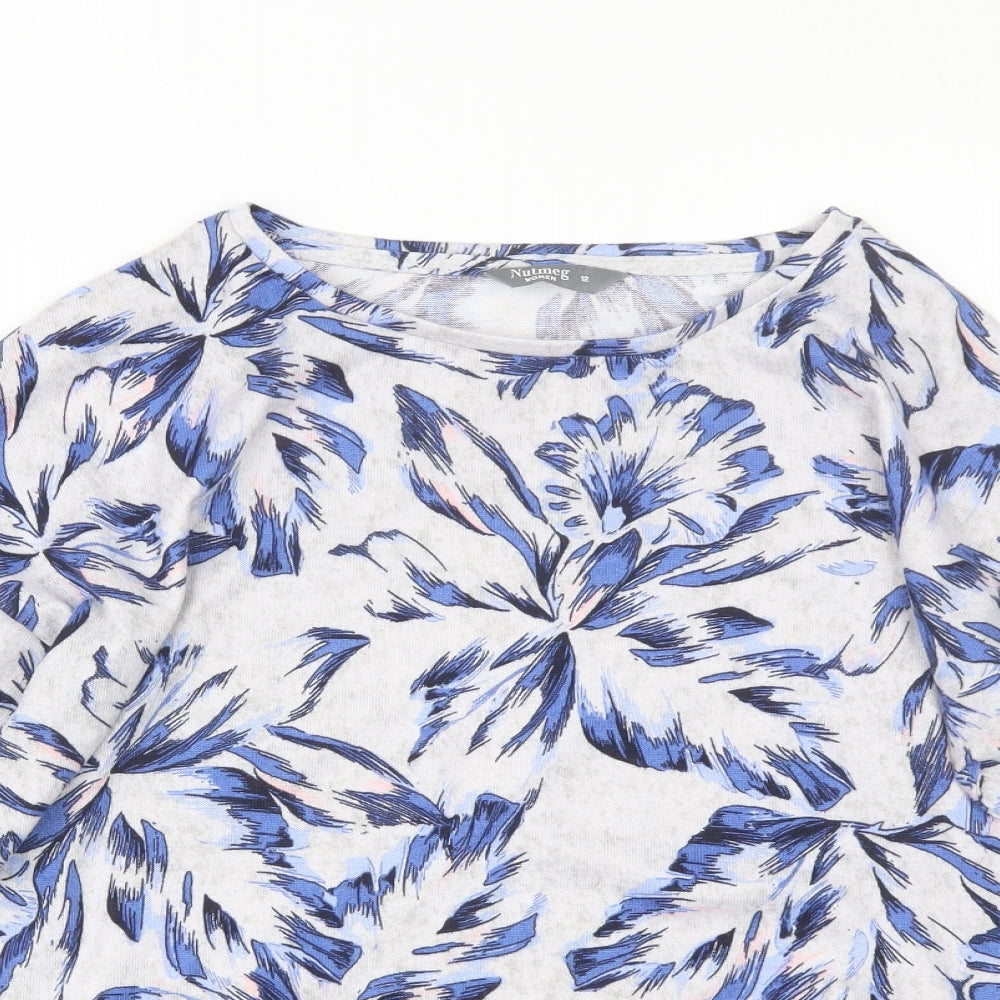 Nutmeg Womens Grey Floral  Pullover Jumper Size 12