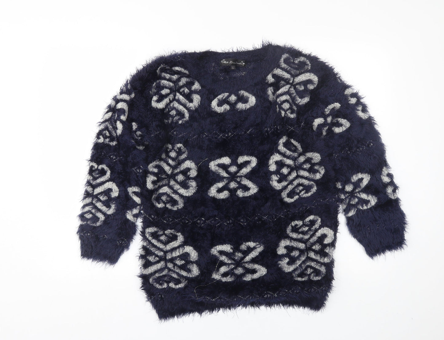 Kela loves london Womens Blue Floral  Pullover Jumper Size L
