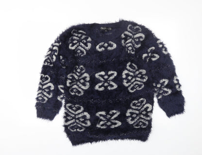 Kela loves london Womens Blue Floral  Pullover Jumper Size L