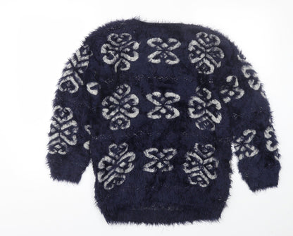 Kela loves london Womens Blue Floral  Pullover Jumper Size L