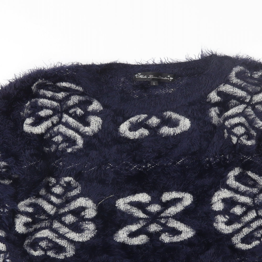 Kela loves london Womens Blue Floral  Pullover Jumper Size L