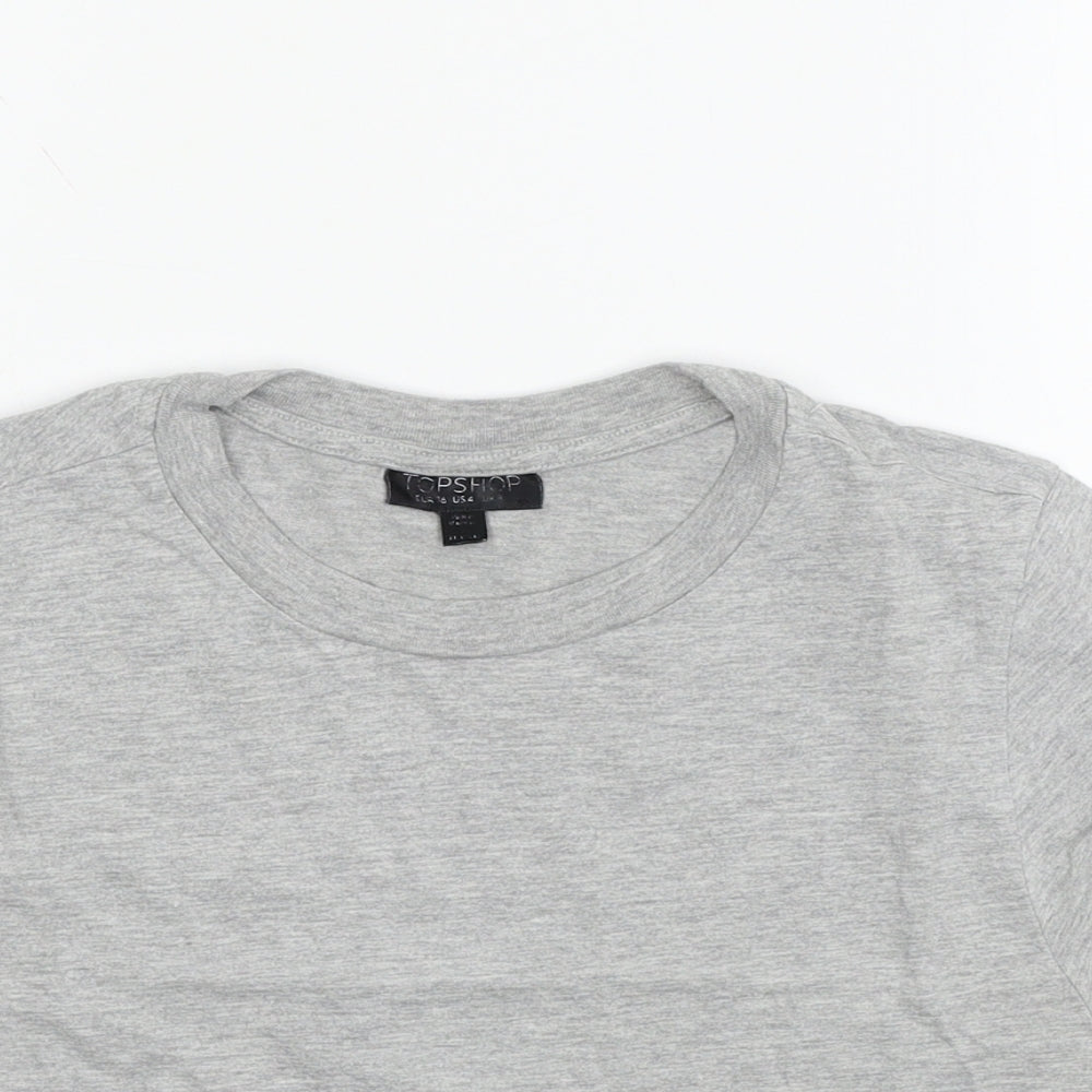 Womens UK Size 8 Topshop Grey Basic T-Shirt
