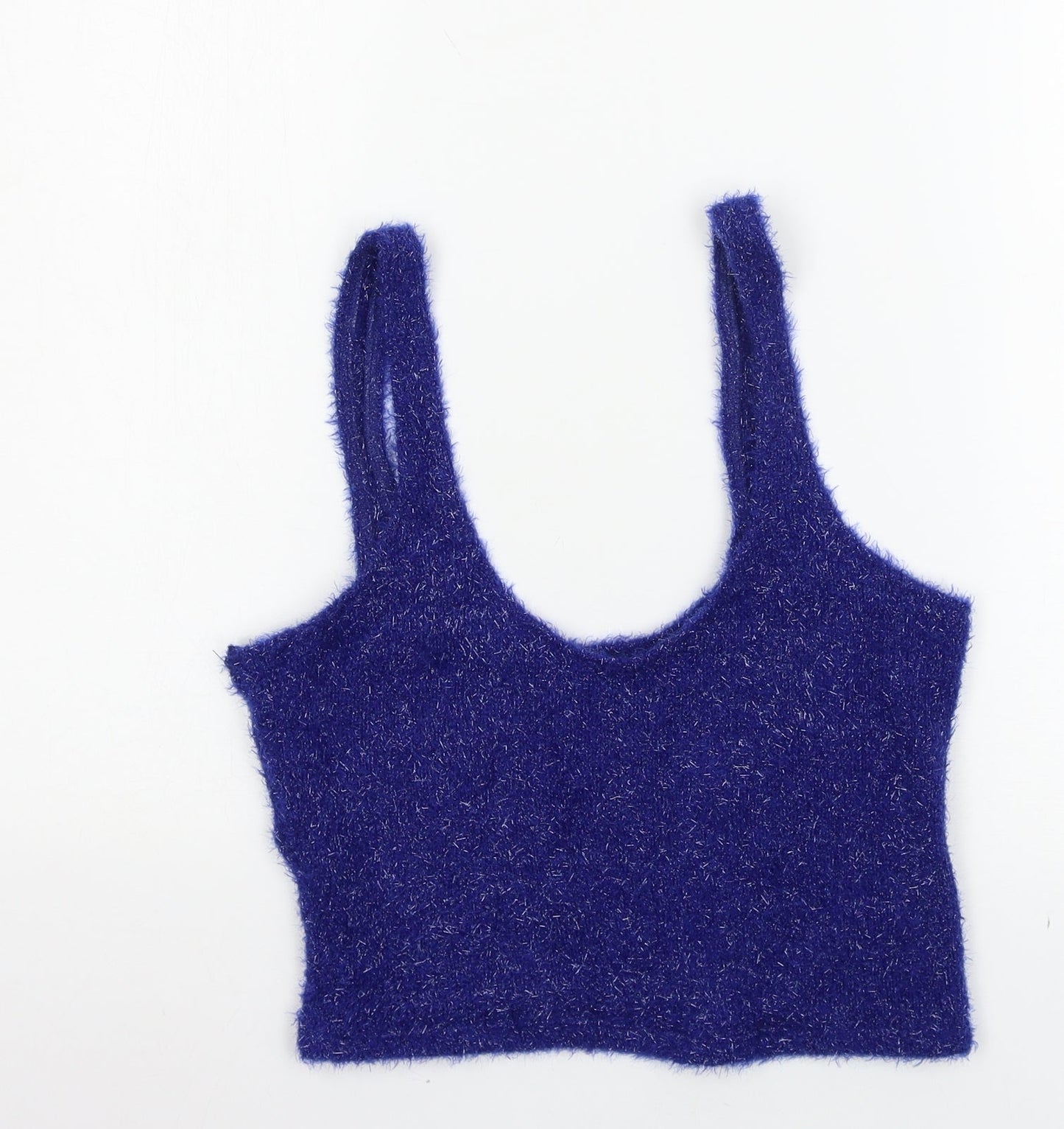 Womens UK Size M Bershka Blue Basic Tank