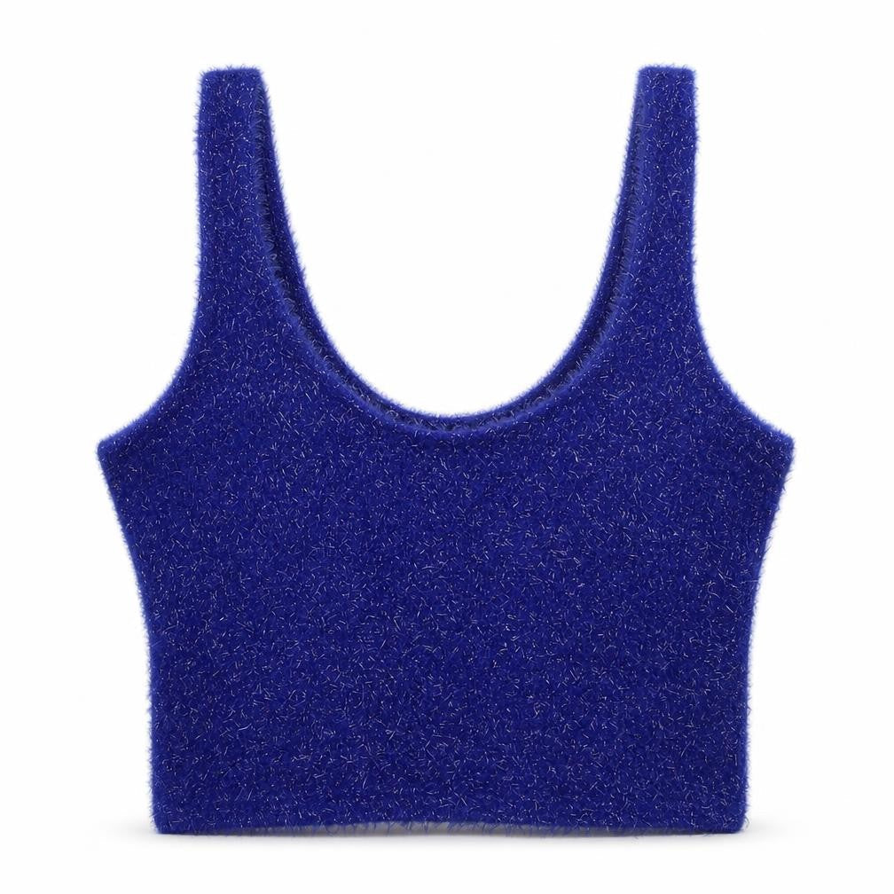 Womens UK Size M Bershka Blue Basic Tank