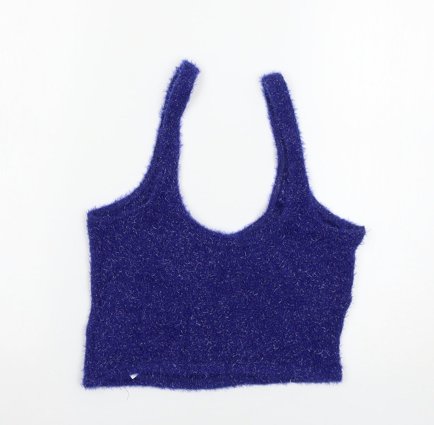 Womens UK Size M Bershka Blue Basic Tank