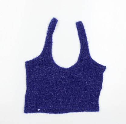 Womens UK Size M Bershka Blue Basic Tank
