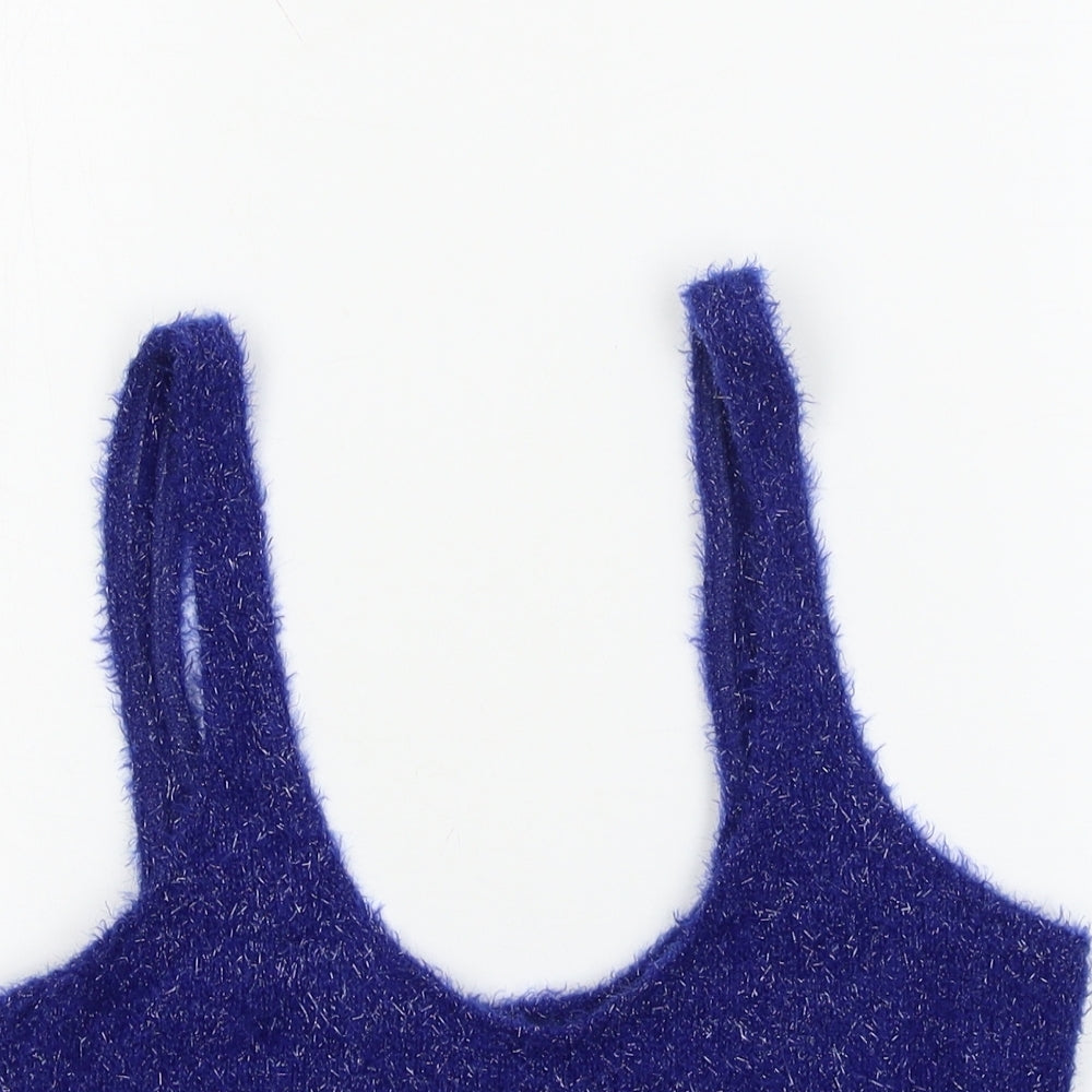 Womens UK Size M Bershka Blue Basic Tank