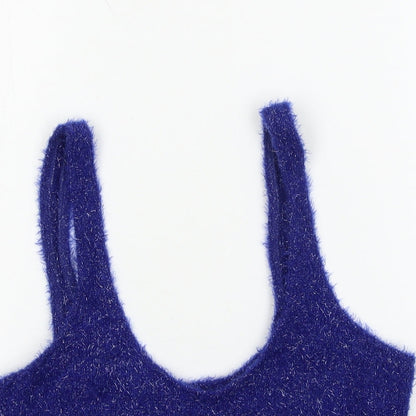 Womens UK Size M Bershka Blue Basic Tank
