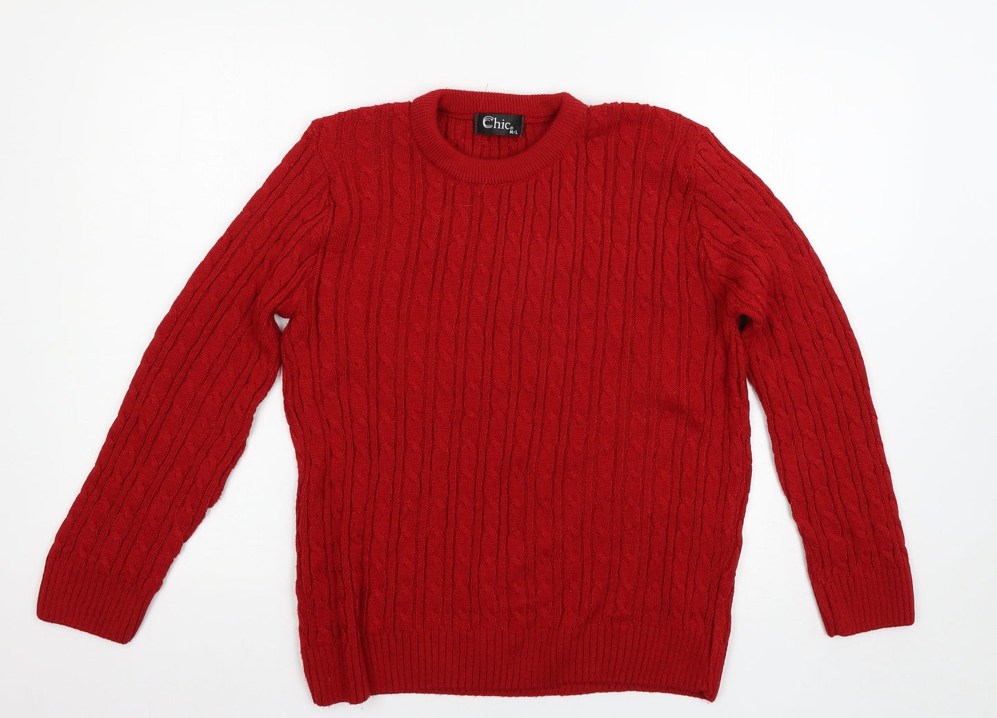 Womens UK Size L CHIC Red Pullover Jumper