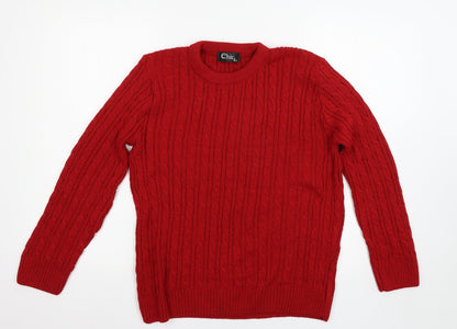 Womens UK Size L CHIC Red Pullover Jumper