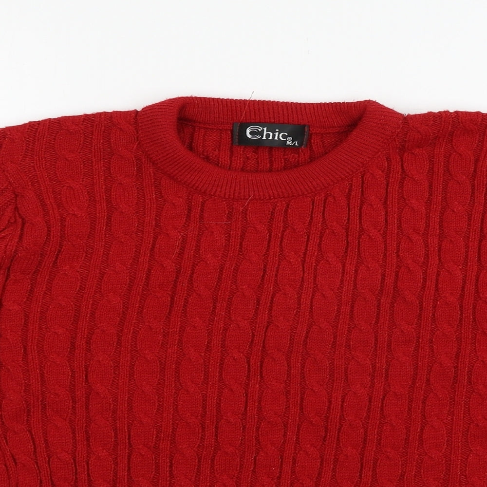Womens UK Size L CHIC Red Pullover Jumper
