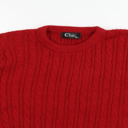 Womens UK Size L CHIC Red Pullover Jumper