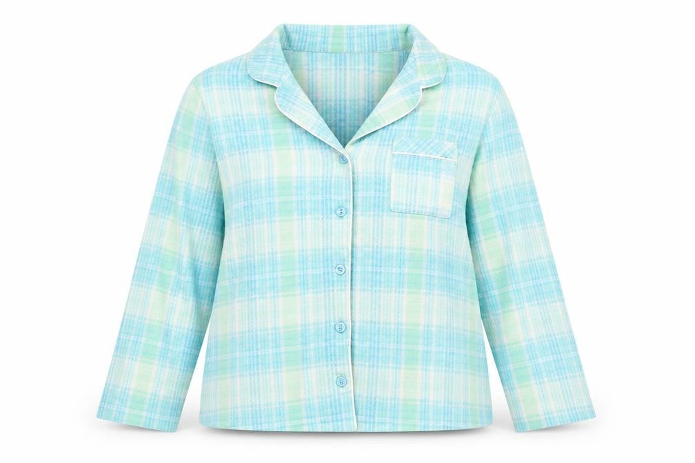 Front view of Karen Neuburger women’s multicoloured check top pyjama set, size XL