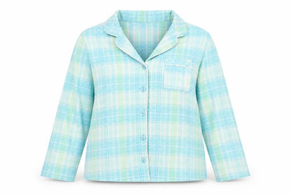 Front view of Karen Neuburger women’s multicoloured check top pyjama set, size XL