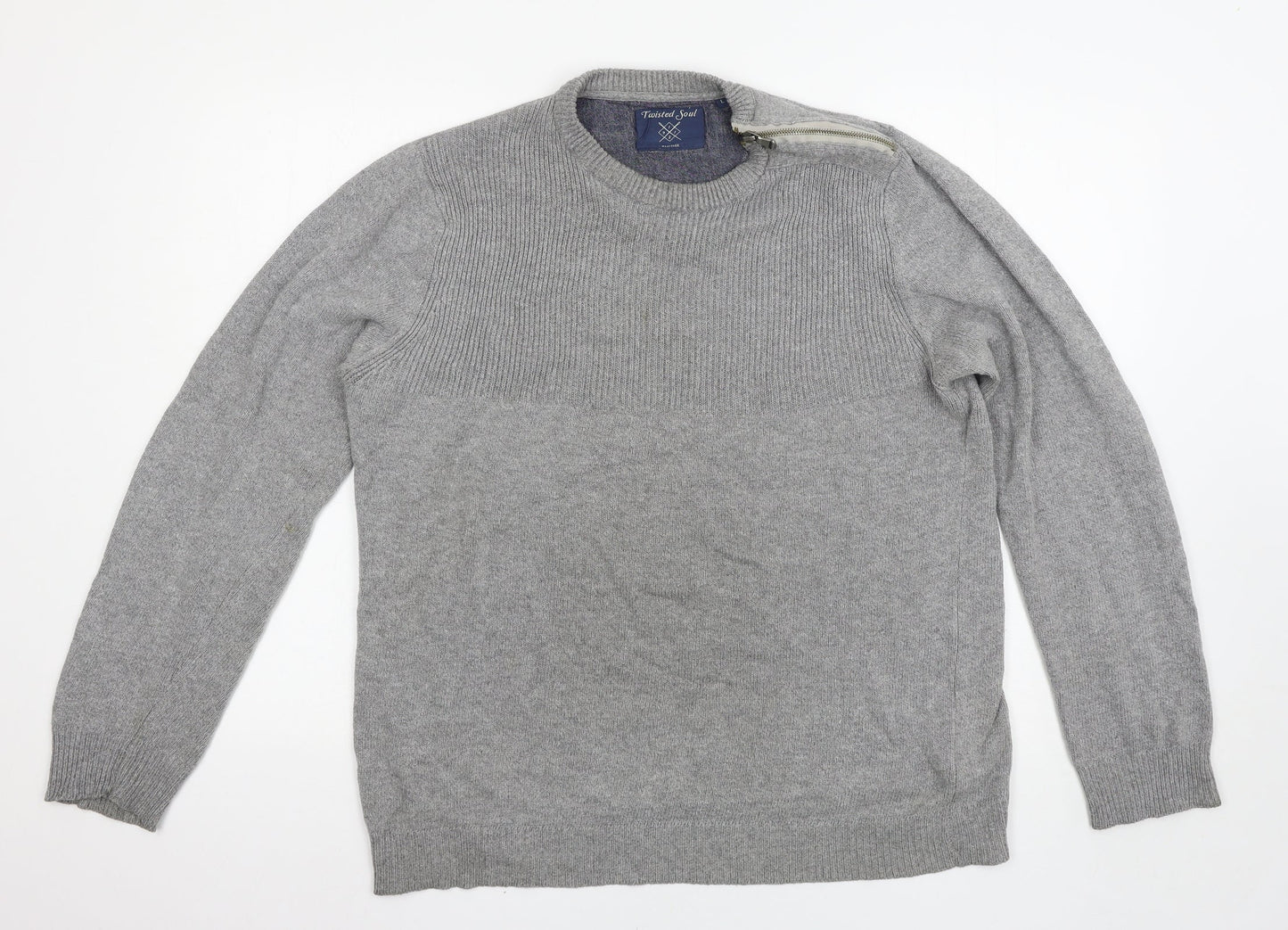 Twisted Soul Mens Grey   Pullover Jumper Size L