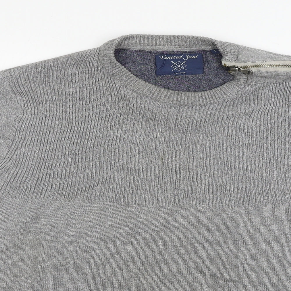 Twisted Soul Mens Grey   Pullover Jumper Size L