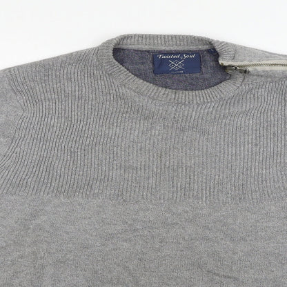 Twisted Soul Mens Grey   Pullover Jumper Size L