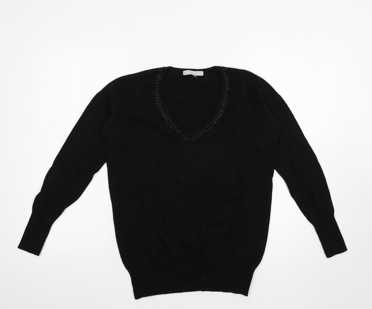 He Love Me He Loves Me Not Womens Black   Pullover Jumper Size 12