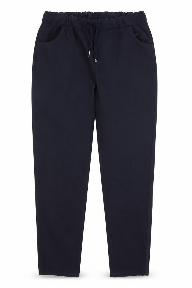 Front view of Port Original women’s blue trousers, size UK 10, 28-inch leg