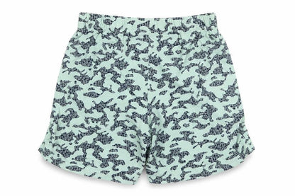 Front view of Nutmeg boys’ blue camouflage bermuda shorts, size 5-6, years
