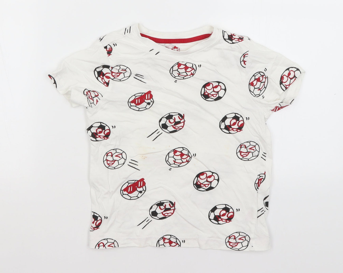 F&F Boys White   Basic T-Shirt Size 5-6 Years  - Football