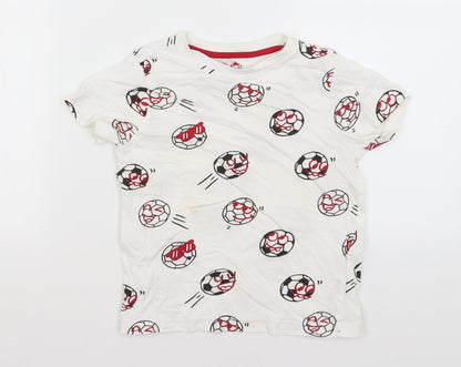 F&F Boys White   Basic T-Shirt Size 5-6 Years  - Football