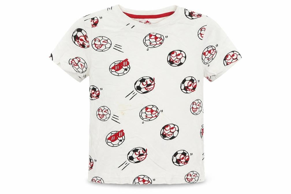 Front view of F&F boys’ white basic t-shirt, size 5-6, years - football