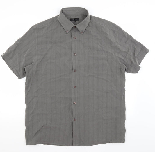 Thomas Nash Mens Grey Check   Button-Up Size L