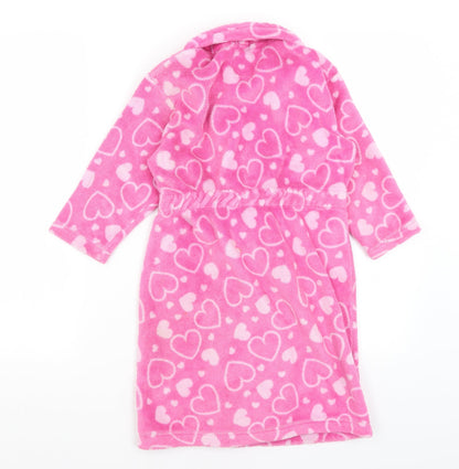 Primark Girls Pink Solid  Kimono Gown Size 5-6 Years  - Hearts