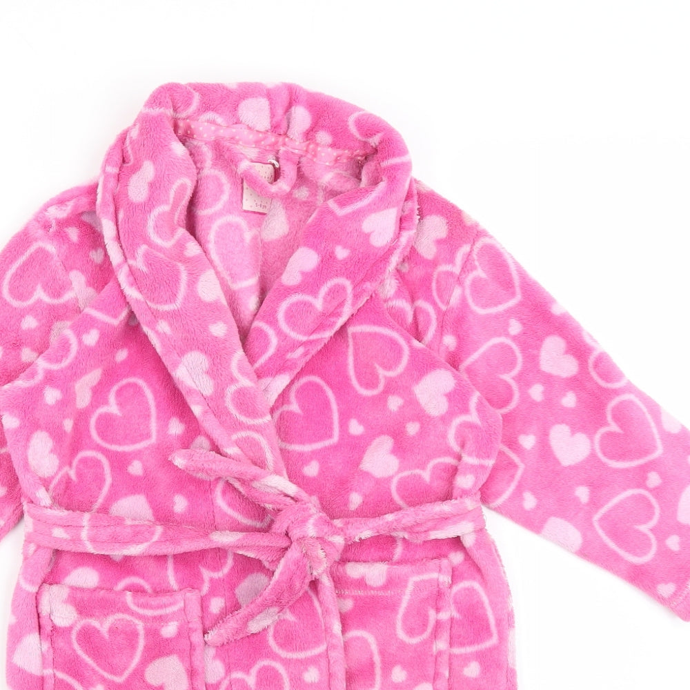Primark Girls Pink Solid  Kimono Gown Size 5-6 Years  - Hearts