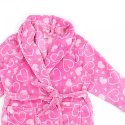 Primark Girls Pink Solid  Kimono Gown Size 5-6 Years  - Hearts