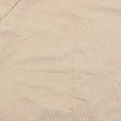 Brand and care label for Flammodes women’s brown shrug jumper, size M