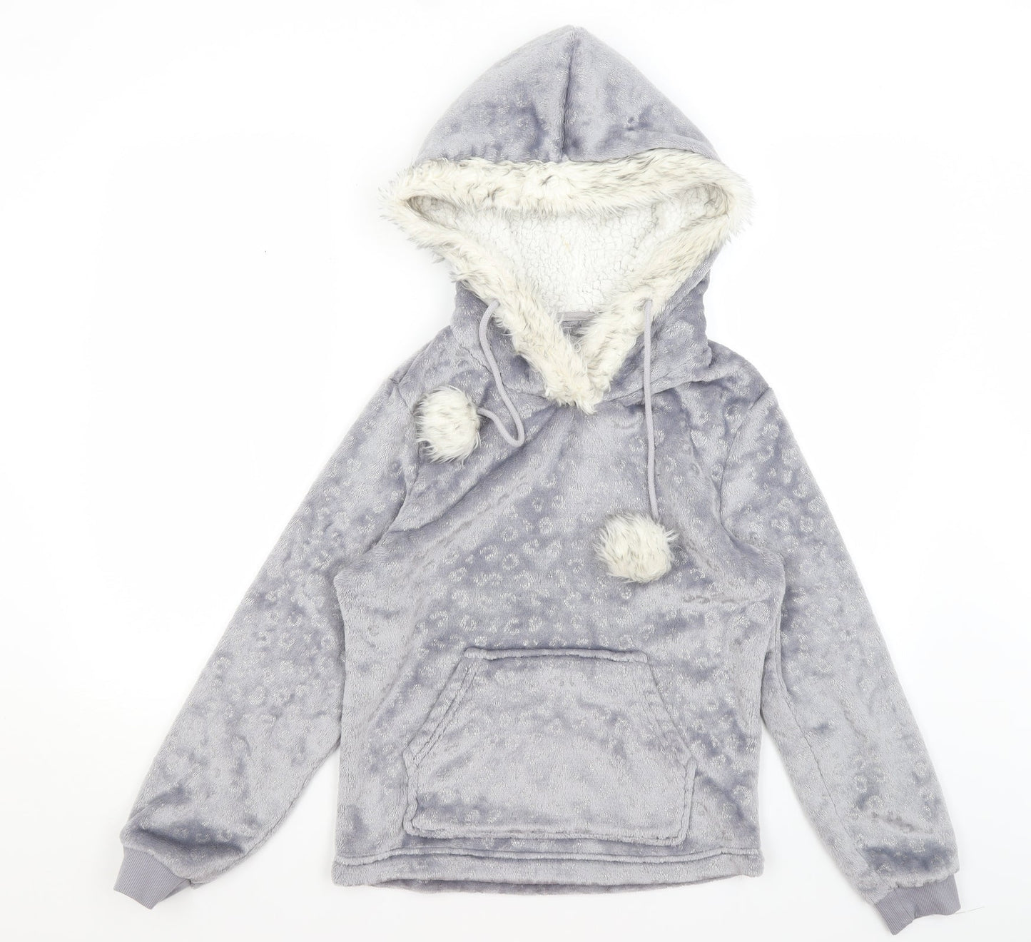 George Womens Silver Animal Print  Pullover Hoodie Size 8