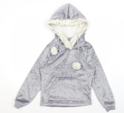 George Womens Silver Animal Print  Pullover Hoodie Size 8