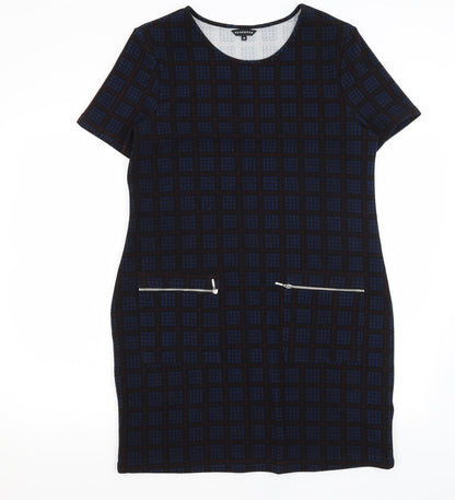 Peacocks Womens Black Houndstooth  Pencil Dress  Size 12