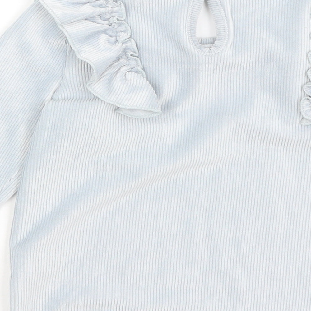 Brand and care label for Tu Baby Blue Basic T-Shirt, size 12-18, Months