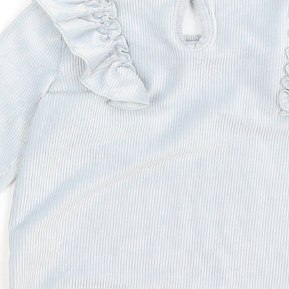 Brand and care label for Tu Baby Blue Basic T-Shirt, size 12-18, Months