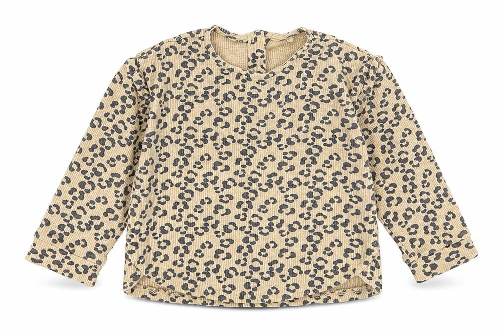 Front view of Tu Baby Brown Animal Print Basic T-Shirt, size 9-12, Months