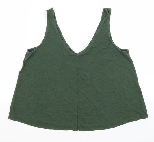 Womens UK Size 10 Topshop Green Basic Tank