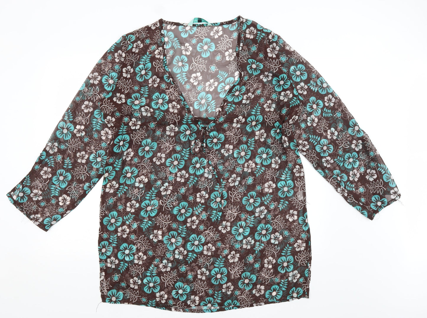 Preworn Womens Brown Floral  Kaftan  Size 14