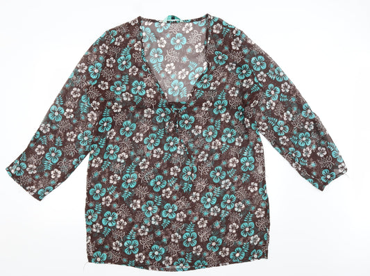 Preworn Womens Brown Floral  Kaftan  Size 14