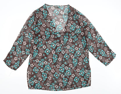 Preworn Womens Brown Floral  Kaftan  Size 14